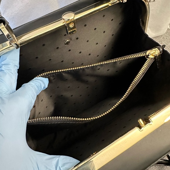 Glitter black Kate spade kiss lock satchel - Picture 10 of 15